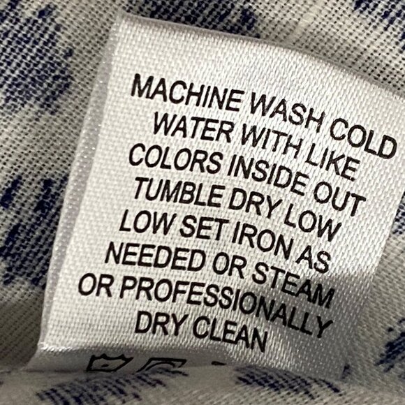 Linen Blend Shirt Hester & Orchard Blue Dot Pattern 3/4 sleeve size L button up - Picture 5 of 9